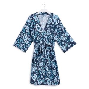 VERA BRADLEY North Shore Blue Paisley Print‎ Knit Bath Robe Women's Size 2X/3X